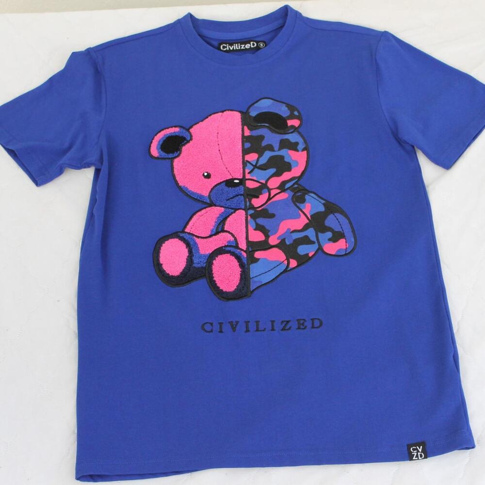 Civilized Brand Limited Edition Sad Teddy Bear Blue Pink Street Wear Mens Small